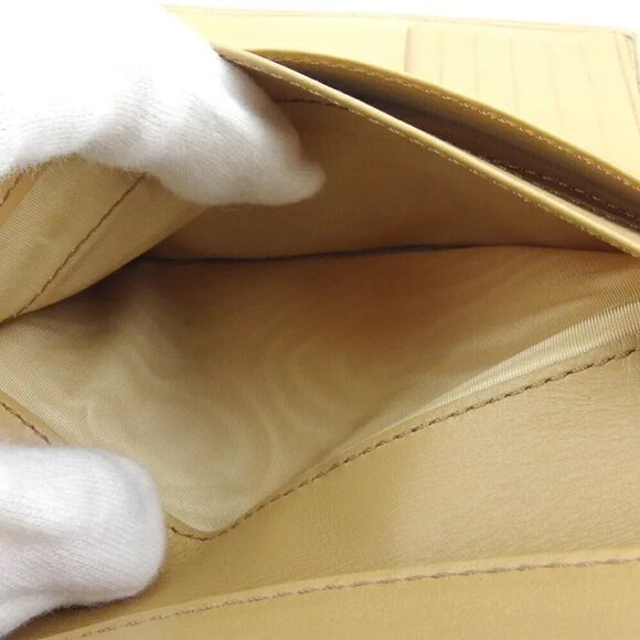 Authenticity guaranteed CHANEL tri-fold wallet Coco Mark beige caviarskin USED - Picture 6 of 10